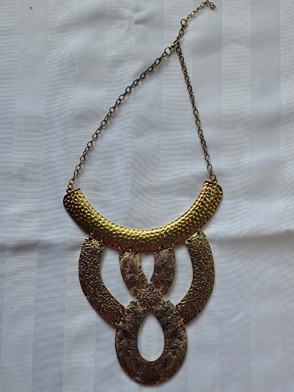 Gold-Tone Textured Statement Necklace for Women